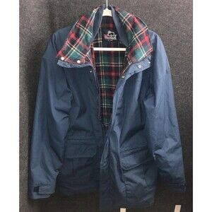 Woolrich Vintage Jacket Large Parka Coat Blue Outer Inner Lining Wool Red Plaid*